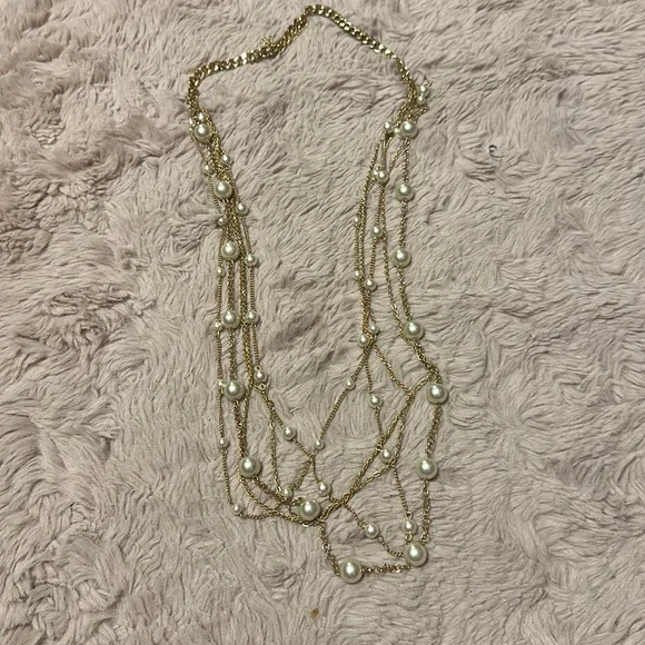 Long gold and pearl necklace - Picture 3 of 3